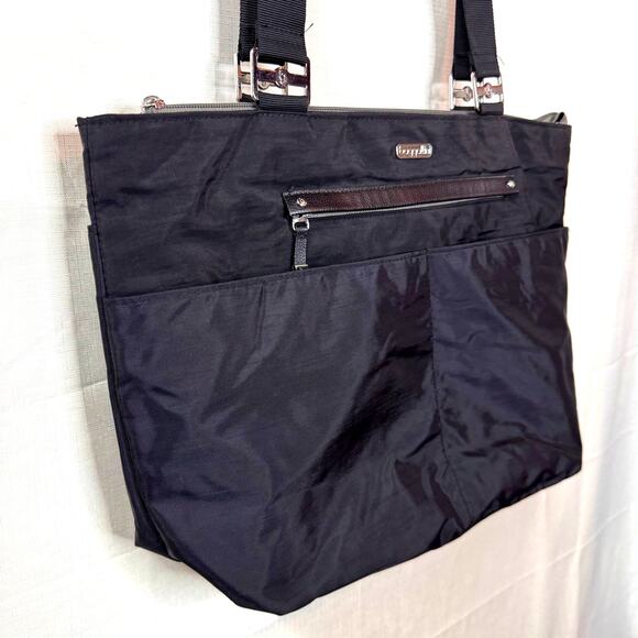 BAGGALLINI Tote Bag Black Laptop Case Travel Carry On Nylon Shoulder Bag - Picture 2 of 14